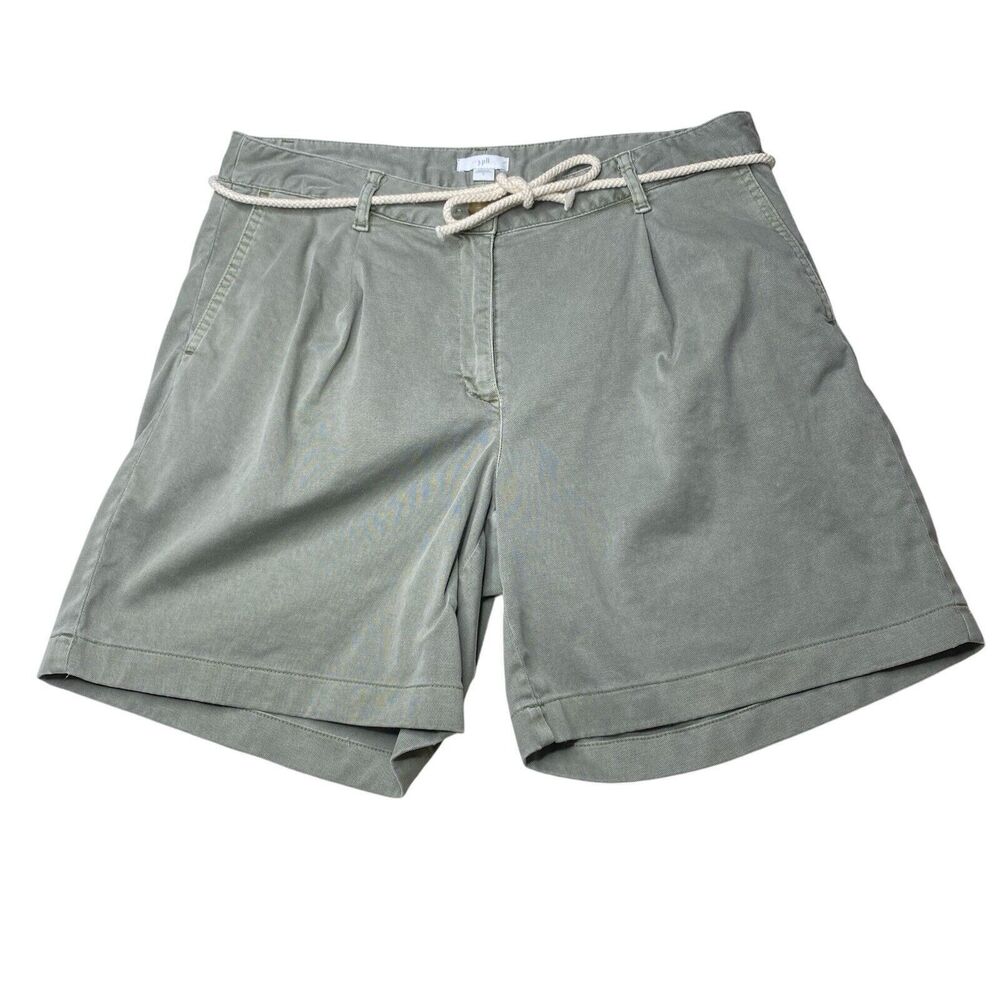 J Jill Shorts Green Chino Belt Stretch Classiccore Preppy Normcore Casual Sz 6